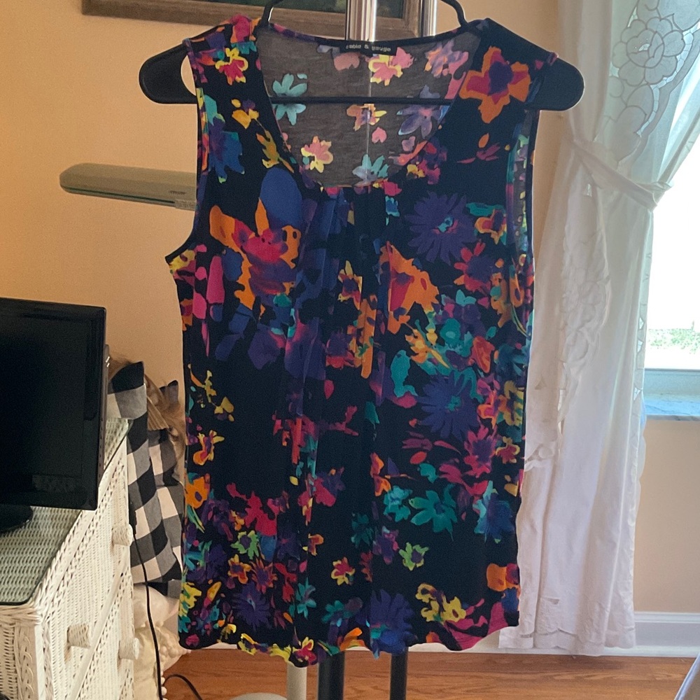 Cable & Gauge Multicolor Floral Sleeveless Blouse